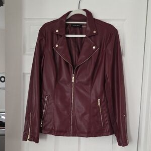 Ivanka Trump Deep Red Leather Jacket with Gold Accents